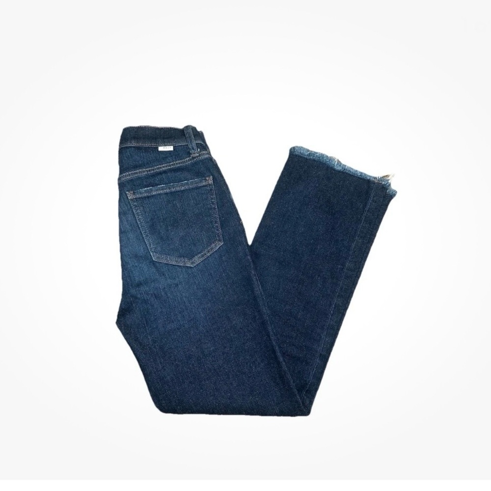 Daze Denim Dark Wash Straight Leg Raw Hem High Waist Ankle Length Jeans Size 24